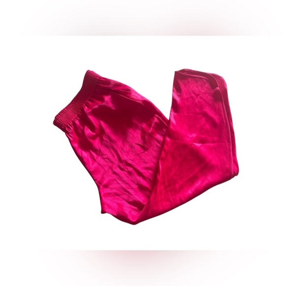 Zara Pink Magenta Elastic Waist Satin Split Hem Trousers Pants XXL hot pink - Picture 2 of 16